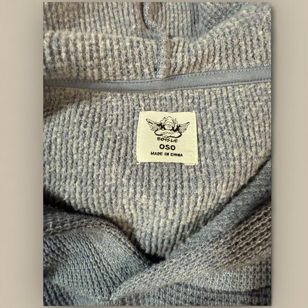 Boys Lie Heavenly Love Navy Dip Die Women's Hoodie Sweater Thermal Waffle Knit - Picture 4 of 6